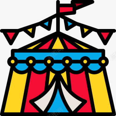 马戏团帐篷马戏团70线性颜色图标图标