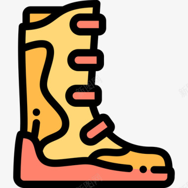 滑雪靴极限运动19线性颜色图标图标