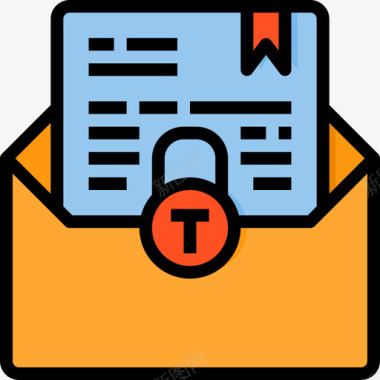 机密电子邮件文件和文件夹3线性颜色图标图标