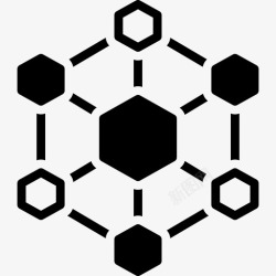 互连六角形互连体系结构互连性图标高清图片