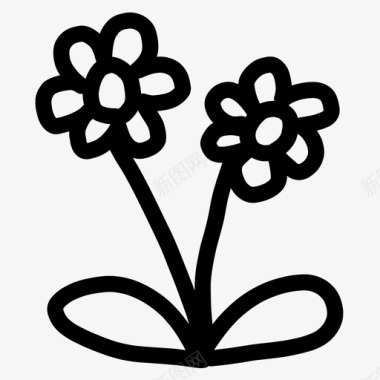 花卉植物涂鸦图标图标