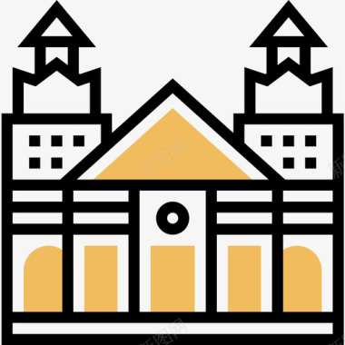 科尔多瓦大教堂地标8黄色阴影图标图标