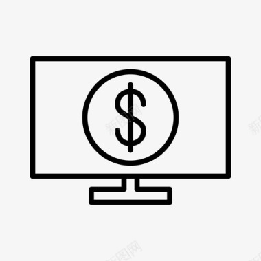 美元电脑钱图标图标