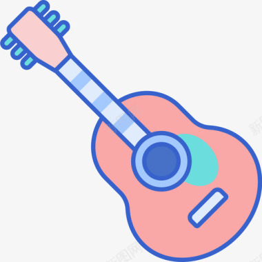 吉他音乐105线性颜色图标图标