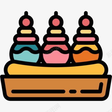 香蕉片冰淇淋18线性颜色图标图标