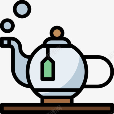 咖啡壶饮料31线性颜色图标图标