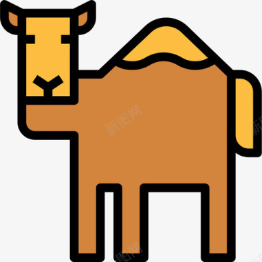 骆驼动物6线性颜色图标图标