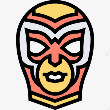 面具墨西哥符号线颜色图标图标