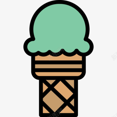 冰淇淋面包店76线性颜色图标图标
