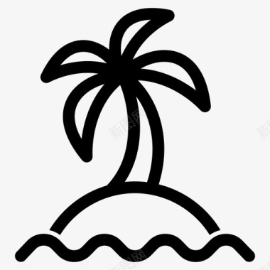 热带岛屿棕榈树树图标图标