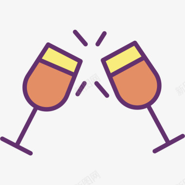 酒杯派对和庆典23线性颜色图标图标