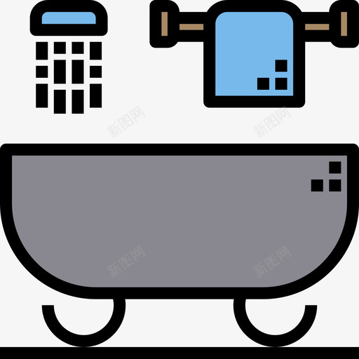 浴缸家用电器13线性颜色图标svg_新图网 https://ixintu.com 家用电器 浴缸 线性 颜色