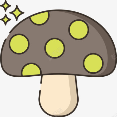 蘑菇食品饮料6线形颜色图标图标