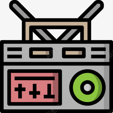 收音机嘻哈11线性颜色图标图标