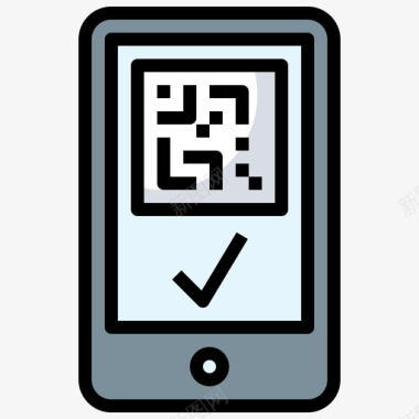 智能手机条形码和二维码2线性颜色图标图标