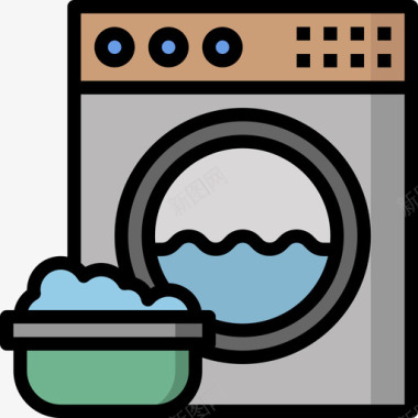 洗衣机家用电器13线性颜色图标图标