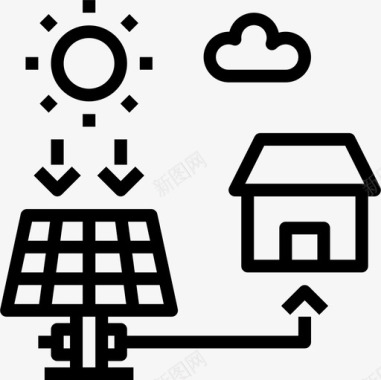 太阳能能量38线性图标图标