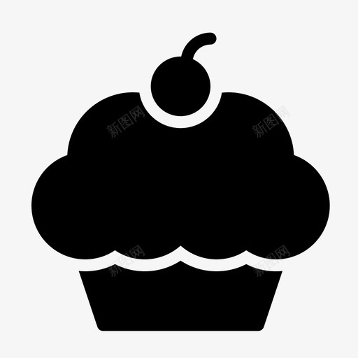 纸杯蛋糕美味食物图标svg_新图网 https://ixintu.com 松饼 甜食 纸杯蛋糕 美味 食物 食物线字形图标