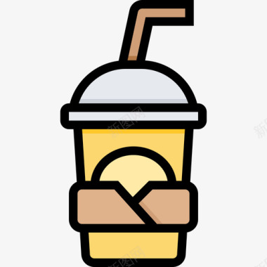 饮料街头食品和食品卡车司机线性颜色图标图标