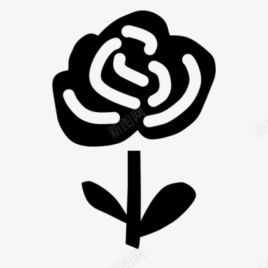 玫瑰植物性涂鸦图标图标