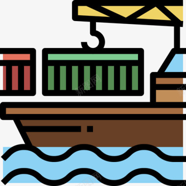 船交付元素2线型颜色图标图标
