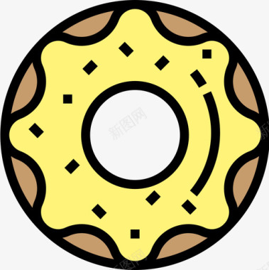 甜甜圈面包店76线性颜色图标图标