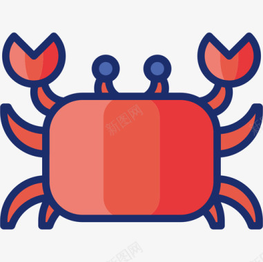 螃蟹食物饮料7线形颜色图标图标
