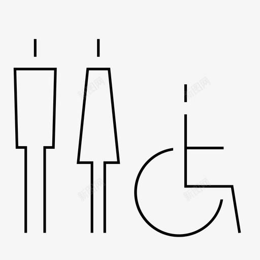 无障碍卫生间残疾人卫生间图标svg_新图网 https://ixintu.com 卫生间 无障碍卫生间 残疾人 细线