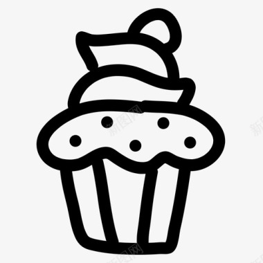 纸杯蛋糕甜点涂鸦图标图标