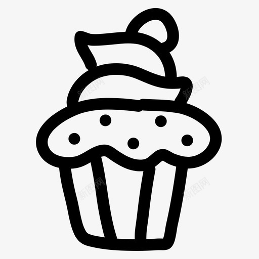 纸杯蛋糕甜点涂鸦图标svg_新图网 https://ixintu.com 快餐 手绘 涂鸦 甜点 纸杯 蛋糕 食物