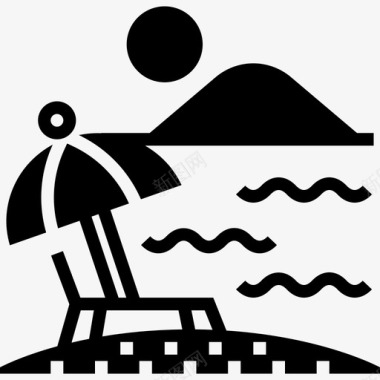 夏威夷海滩11字形图标图标