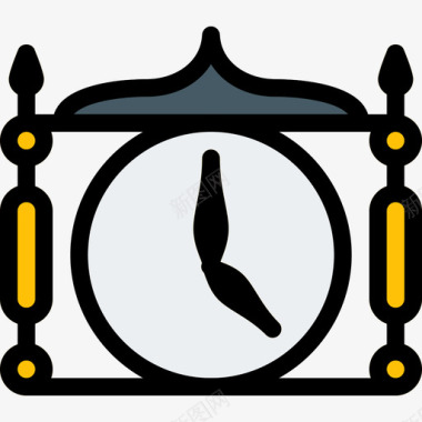 时钟复古8线型颜色图标图标