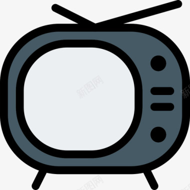 电视复古8线性颜色图标图标