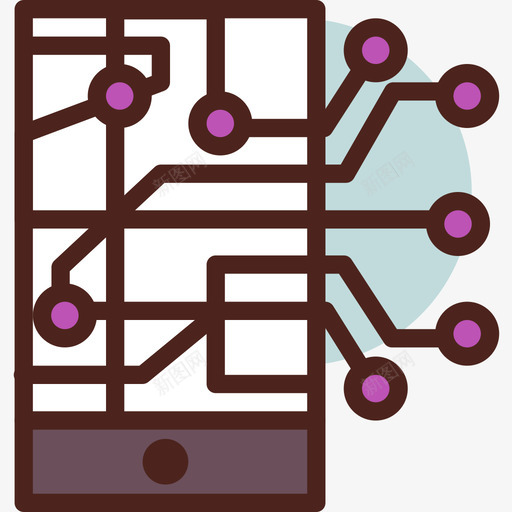 手机人工智能56线状彩色图标svg_新图网 https://ixintu.com 人工智能 彩色 手机 线状