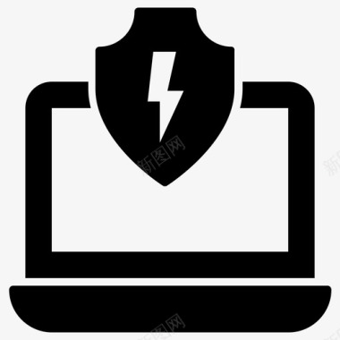 笔记本电脑安全向量防病毒加密图标图标