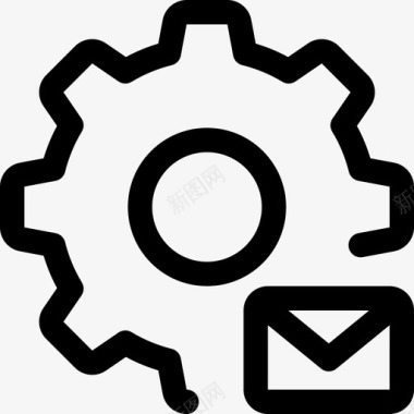 电子邮件设置齿轮信封图标图标