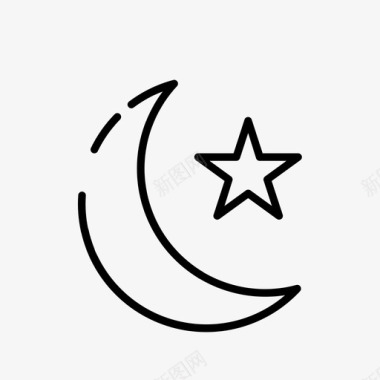 月亮星伊斯兰教穆斯林图标图标