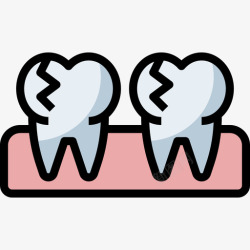 坏了的牙齿坏了牙齿护理22线性颜色图标高清图片