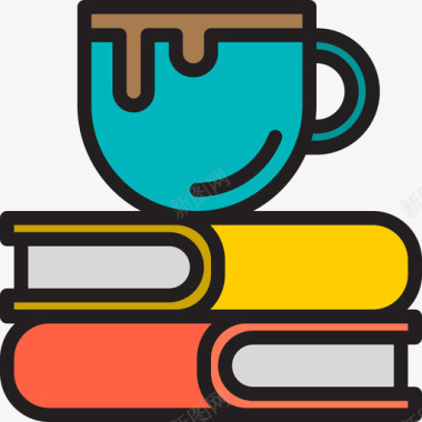 书籍咖啡店77直系颜色图标图标