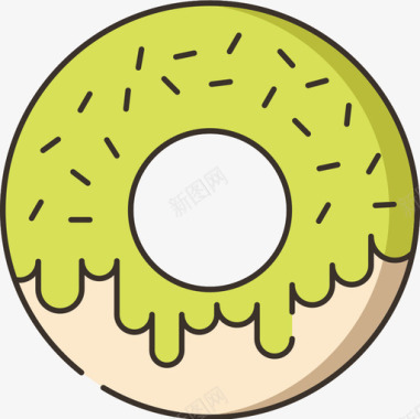 甜甜圈咖啡62线性颜色图标图标