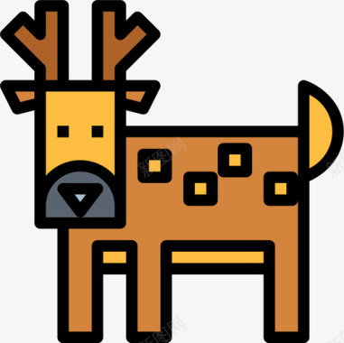 鹿动物6线性颜色图标图标