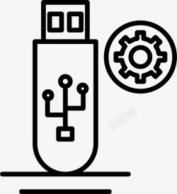 U盘系统设置U盘驱动器齿轮图标高清图片