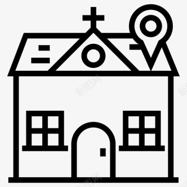 教堂位置天主教建筑位置基督教建筑图标图标
