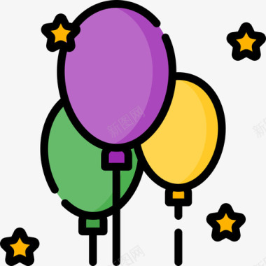 气球狂欢节14线性颜色图标图标