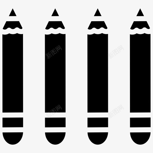 彩色铅笔绘图图标svg_新图网 https://ixintu.com 彩色铅笔 文具用品黑填充 绘图 设计
