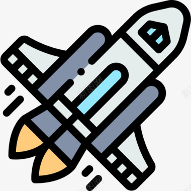 航天飞机129号航天飞机线性颜色图标图标