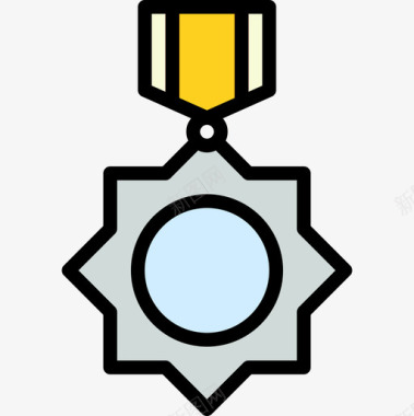 奖章奖章和徽章12个直线颜色图标图标