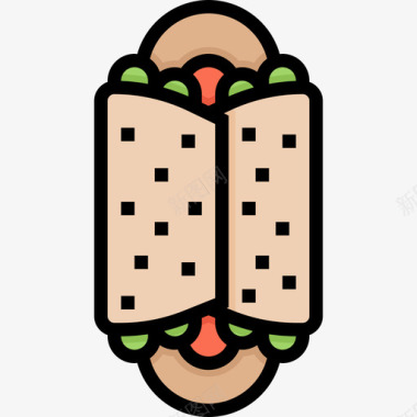 烤肉串街头食品和食品卡车司机线性颜色图标图标