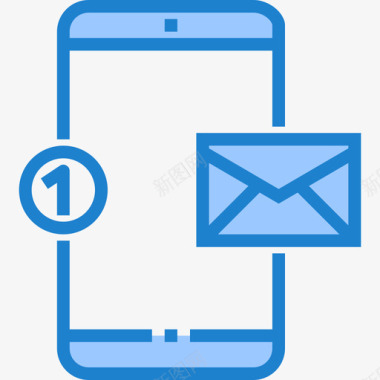 邮件智能手机功能6蓝色图标图标
