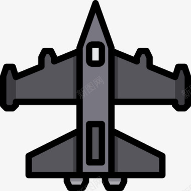 飞机陆军11线性颜色图标图标